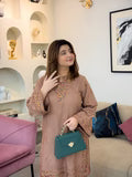 Mocha Meadow Dhanak Embroidered 2-Piece Suit
