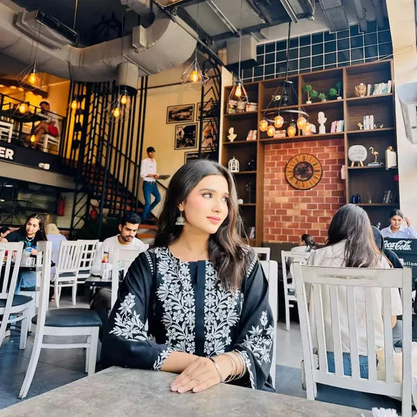 Black Bloom Kurti-2pcs