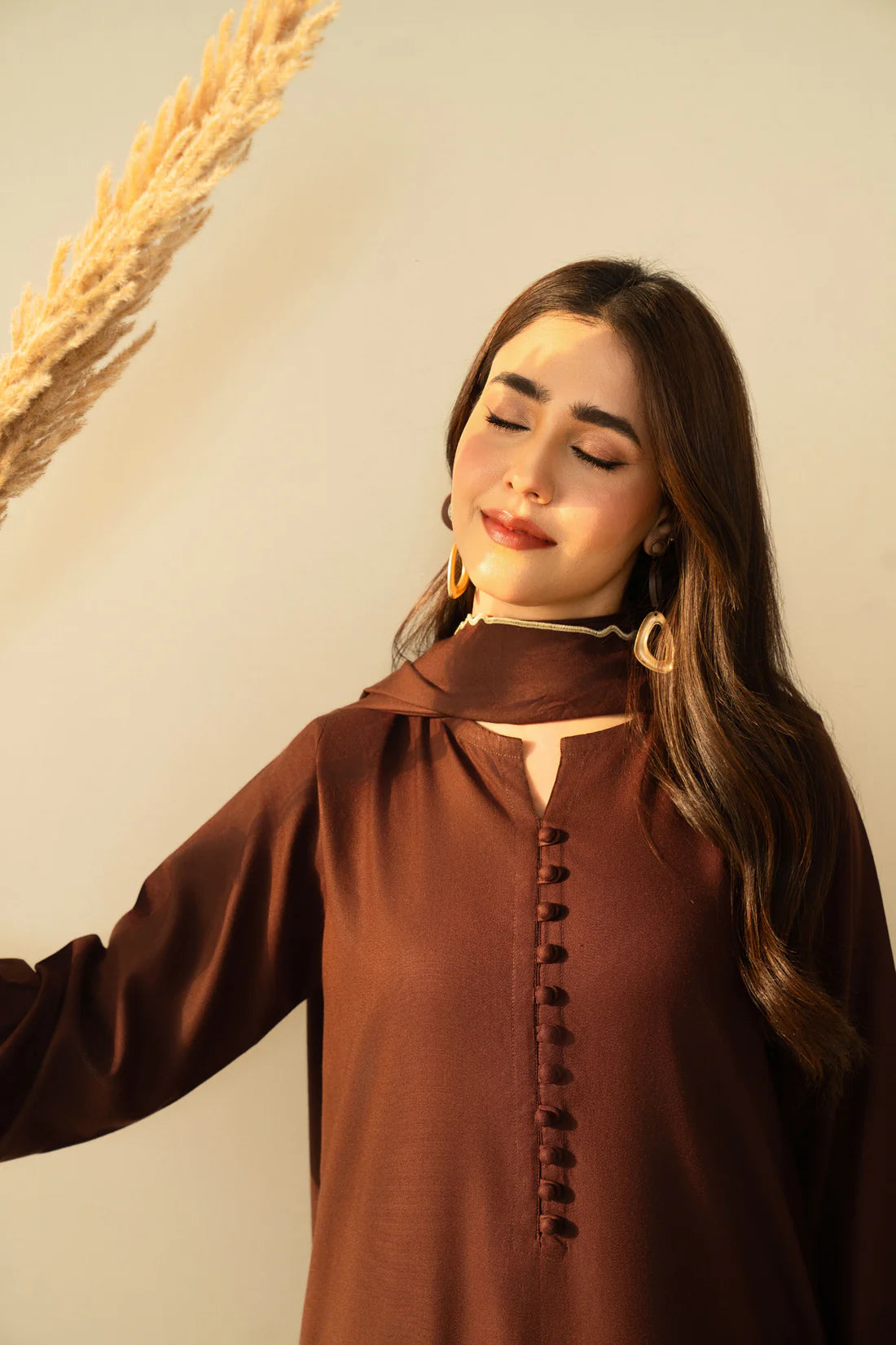 Zehra Brown – Embroidered 3 PC Dress